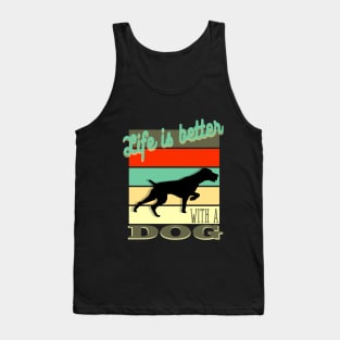 Life is Better with a Dog Retro Vintage Sunset Tank Top